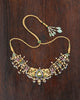 gold polki enamel and pearl indian necklace