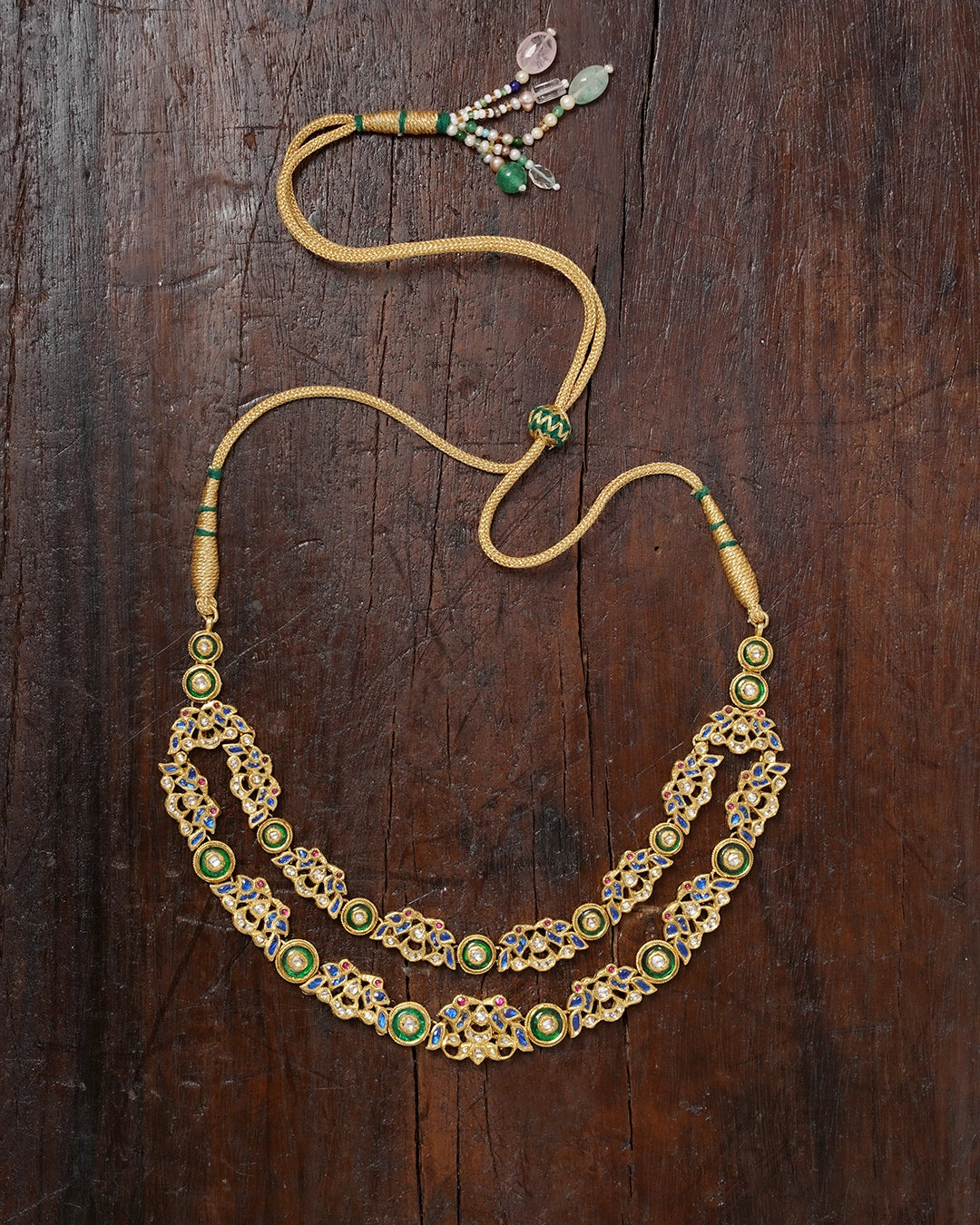 gold and polki multi-layered necklace for women