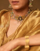 gold polki enamel and pearl indian necklace