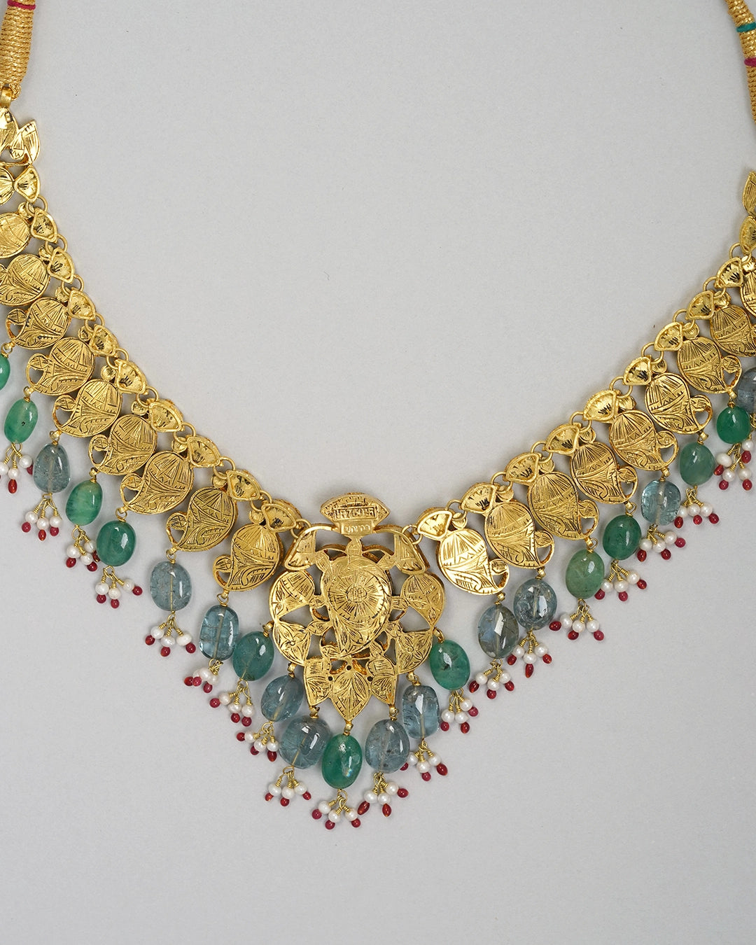 gold polki emerald tourmaline indian wedding necklace