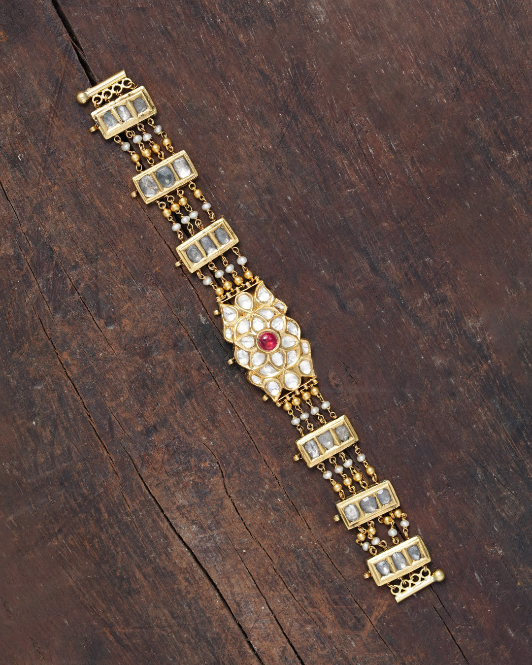 Buy Ethnic Jadau Bracelet, Traditional Wear Mughal Era Indian Jewelry  Pakistani Bangle Old World Charm Gift for Wife Gold Plated Bracelet Online  in India - Etsy